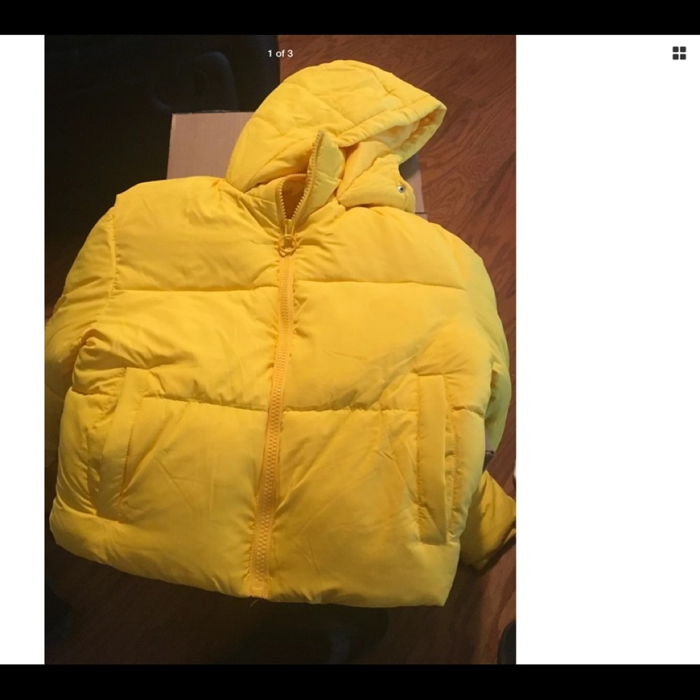 Topshop yellow down jacket size 6 ladies.